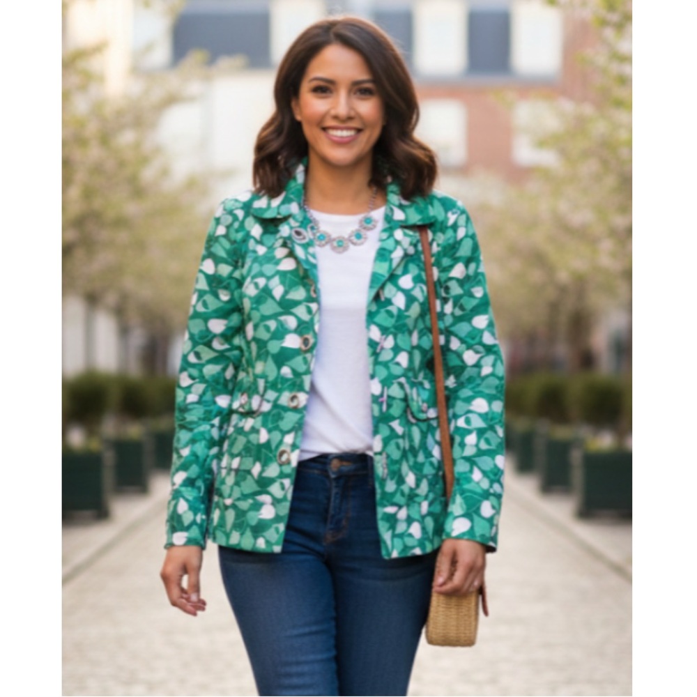 Merona Vibrant Geo Leaf Print Jacket NWT